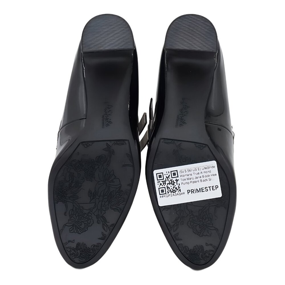 LifeStride Almond Toe Mary Jane Block Heel Pump Patent Black US 5.5 EU 35.5 - Picture 6 of 6